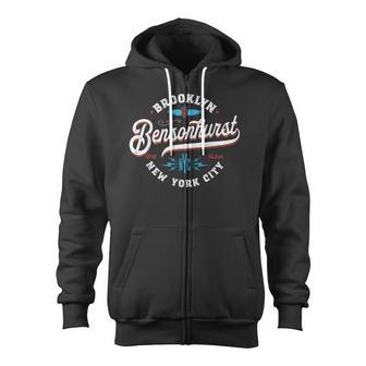 Bensonhurst Brooklyn New York Nyc Retro Vintage Graphic Zip Up Hoodie - Monsterry DE