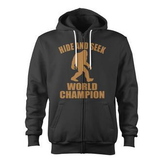 Bigfoot Hide And Seek World Champion Tshirt Zip Up Hoodie - Monsterry UK