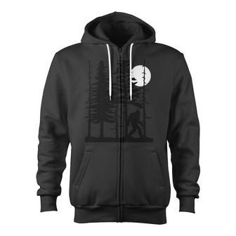 Bigfoot Hiding In Forest For Sasquatch Believers Zip Up Hoodie - Monsterry AU