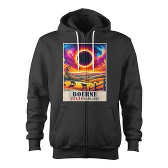 Boerne Texas Total Solar Eclipse 2024 Totatily Vintage Zip Up Hoodie - Monsterry DE