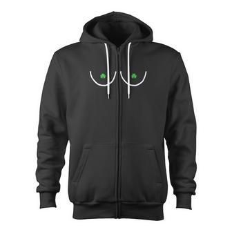 Boob St Patricks Day Nips Feminist Fitted Zip Up Hoodie - Monsterry CA