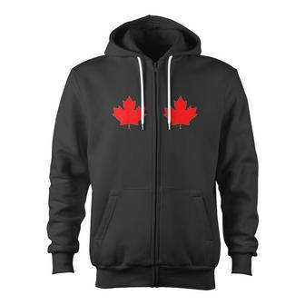 Boobs Maple Leaf Canada Day Canadian Flag Cool Idea Zip Up Hoodie - Monsterry UK