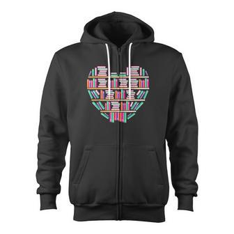 Book Reading Club Librarian Library Love Heart Zip Up Hoodie - Monsterry AU