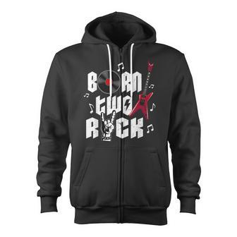 Born Two Rock Electric Guitar Zip Up Hoodie - Monsterry