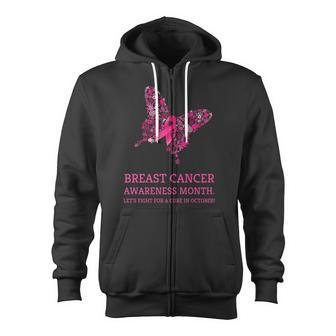 Breast Cancer Awareness October Butterfly Zip Up Hoodie - Monsterry AU