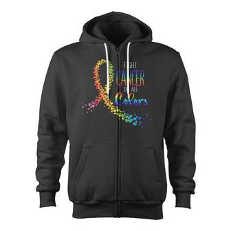Cancer Sucks In Every Color Fighter Fight Support The Cancer Zip Up Hoodie - Monsterry AU