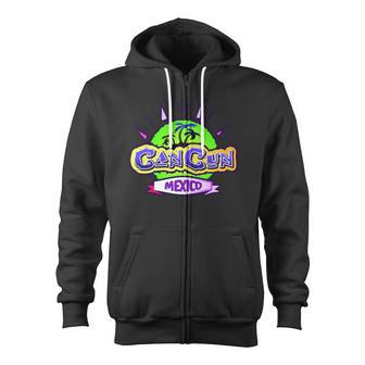 Cancun Tropical Logo Zip Up Hoodie - Monsterry