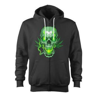 Cannabis Skull Skeleton Dead Head Death Cool Weed Idea Zip Up Hoodie - Monsterry DE