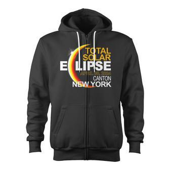 Canton New York Total Solar Eclipse April 8 2024 Zip Up Hoodie - Monsterry UK