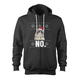 Cat No Grumpy Xmas Cats No Ugly Christmas Zip Up Hoodie - Monsterry AU