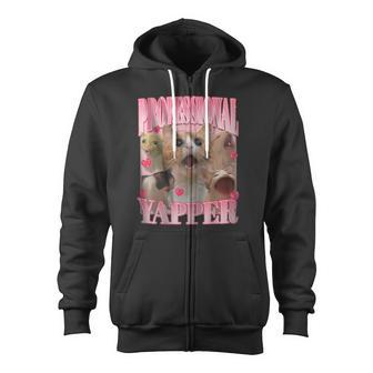 Cat Professional Yapper Oddly Specific Meme Zip Up Hoodie - Monsterry DE