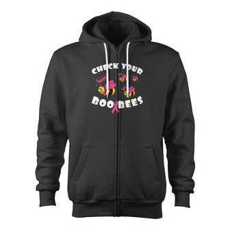 Check Your Boo Bees Breast Cancer Zip Up Hoodie - Monsterry UK