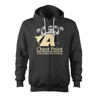 Chest Point Mass Academy Weightlifting Bodybuilding Gym Zip Up Hoodie - Monsterry
