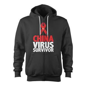 China Virus Survivor Tshirt Zip Up Hoodie - Monsterry AU