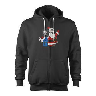 Christmas Heroes Jesus And Santa Claus Zip Up Hoodie - Monsterry AU