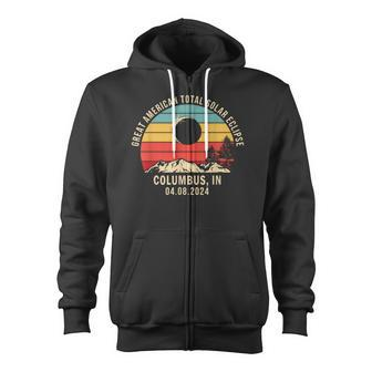 Columbus In Indiana Total Solar Eclipse 2024 Zip Up Hoodie - Monsterry AU