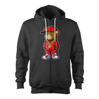 Cute Hip Hop Teddy Bear 90 Hip Hop Clothing Graffiti Zip Up Hoodie - Monsterry UK