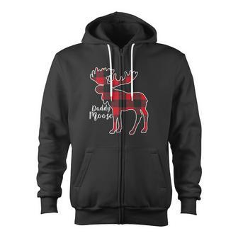 Daddy Moose Red Plaid Buffalo Matching Family Pajama Zip Up Hoodie - Monsterry DE