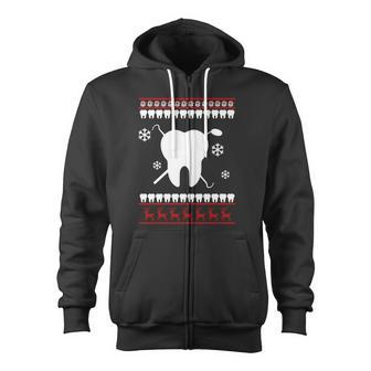 Dentist Ugly Christmas Sweater Zip Up Hoodie - Monsterry CA