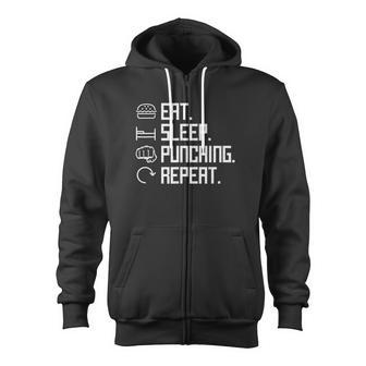 Eat Sleep Punching Repeat Boxing Hit Vintage Zip Up Hoodie - Monsterry DE