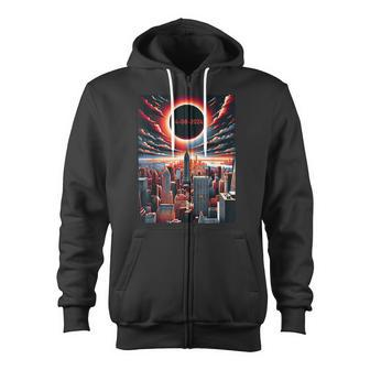 Eclipse 2024 New York 8 April 2024 Total Solar Eclipse Zip Up Hoodie - Monsterry