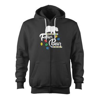 Father Bear Puzzle Autism Awareness Dad Tee Zip Up Hoodie - Monsterry AU