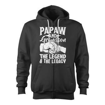 Father Grandpa Papaw And Grandson The Legend And The Legacy Matching 98 Family Dad Zip Up Hoodie - Monsterry