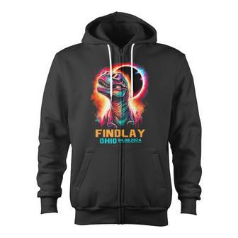 Findlay Ohio Total Solar Eclipse 2024 Dinosaur Colorful Zip Up Hoodie - Monsterry UK