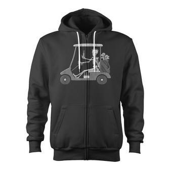 Forever Golfing Skeleton Driving A Golf Cart Zip Up Hoodie - Monsterry AU