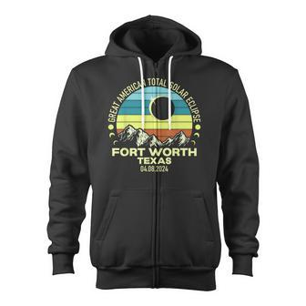 Fort Worth Texas Total Solar Eclipse 2024 Zip Up Hoodie - Monsterry