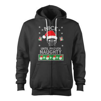 French Bulldog Nice Until Proven Naughty Ugly Christmas Tee Zip Up Hoodie - Monsterry UK