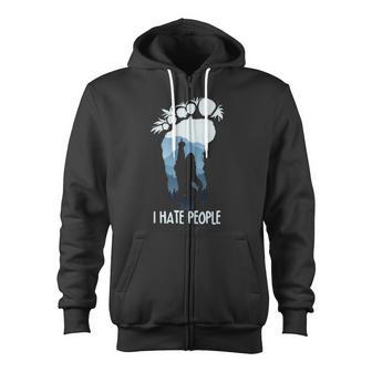 Bigfoot I Hate People Tshirt Zip Up Hoodie - Monsterry CA