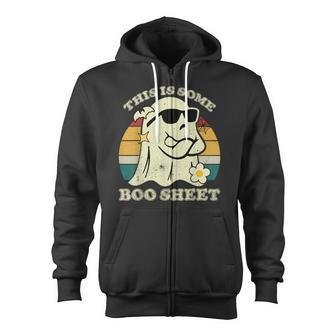 This Is Some Boo Sheet Halloween Boo Ghost Costume Zip Up Hoodie - Monsterry DE
