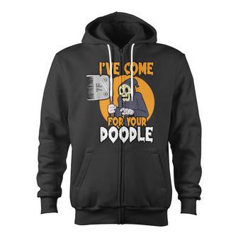 Dog Groomer Reaper Brush Your Dog Grooming Halloween Zip Up Hoodie - Monsterry UK