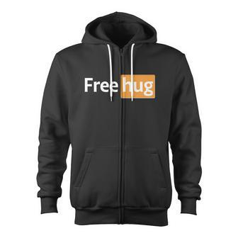 Free Hug Logo Meme Tshirt Zip Up Hoodie - Monsterry