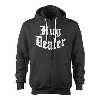 Sweet Cute Touchy Feely Hug Dealer Valentines Day Zip Up Hoodie - Monsterry