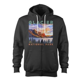 Glacier National Park Retro Us Montana Vintage Parks Zip Up Hoodie - Monsterry UK