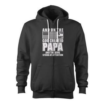 God Created Papa For Christmas Zip Up Hoodie - Monsterry CA