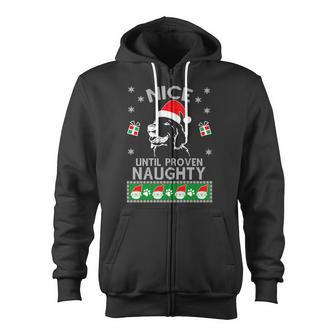 Golden Retriever Nice Until Proven Naughty Ugly Xmas Zip Up Hoodie - Monsterry AU