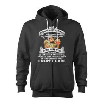 GRUMPY NAVY VET Zip Up Hoodie - Monsterry