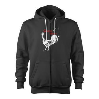 Guess What Chicken Butt Graphic Brown Zip Up Hoodie - Monsterry UK
