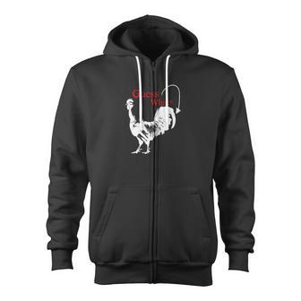 Guess What Chicken Butt Graphic Brown Zip Up Hoodie - Monsterry DE