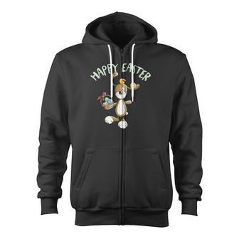 Happy Easter Bunny With Eggs Chicks And Basket Zip Up Hoodie - Monsterry DE