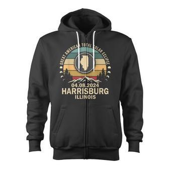 Harrisburg Illinois Total Solar Eclipse 2024 Zip Up Hoodie - Monsterry