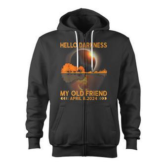 Hello Darkness My Friend Solar Eclipse April 8 2024 Zip Up Hoodie - Monsterry AU