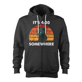 Get High With It's 420 Somewhere Cat Smoking High Zip Up Hoodie - Monsterry