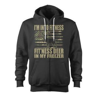 Hunting I'm Into Fitness Fit'ness Deer In My Freezer Zip Up Hoodie - Monsterry