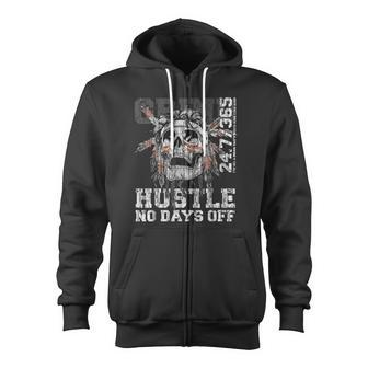 Hustle No Days Off Hustle Hard Hustle 247 Tribe Gang Zip Up Hoodie - Monsterry UK