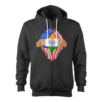 Indian Blood Inside Me India Flag Zip Up Hoodie - Monsterry UK