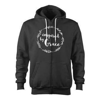 Inspired By Grace God Bible Spiritual Scripture Faith Zip Up Hoodie - Monsterry UK